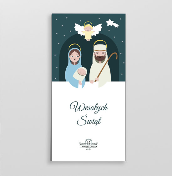 Kartki świąteczne ze Świętą Rodziną format DL